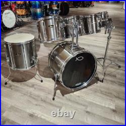 Used Pearl Export 6pc Drum Set Smoky Chrome'80s-Era Good Used Pearl Export 6pc Drum Set Smoky Chrome'80s-Era Good