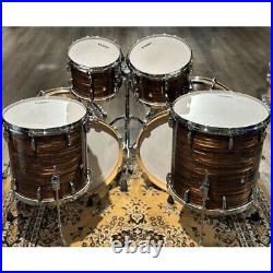 Used Pearl Music City Custom Masters Maple Gum 6pc Drum Set Bronze Oyster