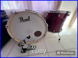 Used Red pearl export drum set with Zildjian Hihat, Ride and Crashes