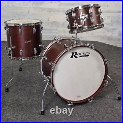 Used Rogers Cleveland 3pc Drum Set Satin Dark Mahogany Very Good