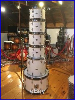 Used Slingerland 6pc Drum Set White Gloss (Niles Badge)