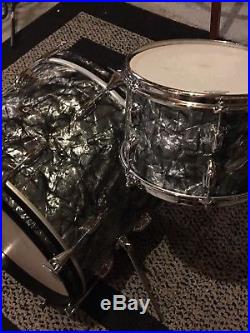 Used Slingerland Three-piece Drum Set Black Diamond Pearl, 1965