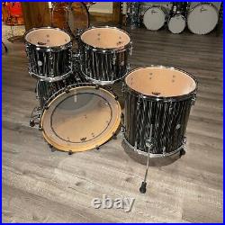 Used Sonor Prolite 4pc Drum Set Ebony White Stripes