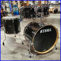 Used Tama Starclassic Birch/Bubinga 4pc Drum Set Black Diamond Dust Good