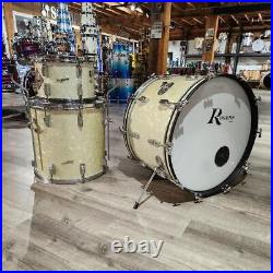 Used Vintage Rogers Holiday 3pc Drum Set White Marine Pearl Good-DCP