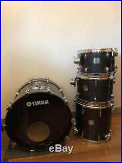 Used! YAMAHA Beech Custom Absolute Drum Set Black Sparkle Made in Japan