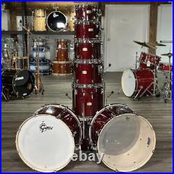 Used Yamaha Stage Custom Birch 8pc Double Bass Drum Set Cranberry Red-DCP