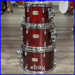 Used Yamaha Stage Custom Birch 8pc Double Bass Drum Set Cranberry Red-DCP