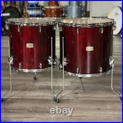 Used Yamaha Stage Custom Birch 8pc Double Bass Drum Set Cranberry Red-DCP