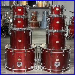 Used Yamaha Stage Custom Birch 8pc Double Bass Drum Set Cranberry Red-DCP