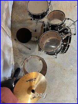 Used pearl export drum set, Black And Chrome, 5 Pc Set