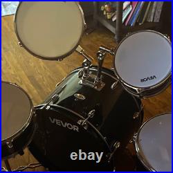 VEVOR 5-Piece Lightweight Analog Acoustic Drum Kit Black Metal with Kick & Toms