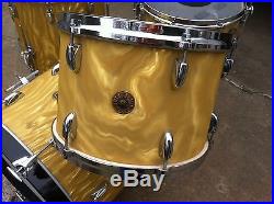 VINTAGE 1960's GRETSCH ROUND BADGE RB NAME BAND GOLD FLAME DRUM SET-VERY NICE