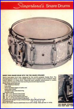 VINTAGE SLINGERLAND 1970s #190 BUDDY RICH TDR 5 PLY 10 LUG SNARE DRUM WMP NICE