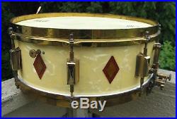Vintage 1930's Leedy Drum Set Full Dress Diamonds over White Marine Pearl