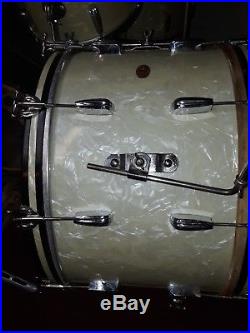 Vintage 1950's Slingerland Radio King Windsor drum set in White Marine Pearl