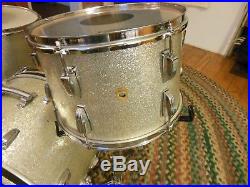 Vintage 1960's Ludwig Silver Sparkle 3 pc. Drum set