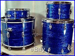 Vintage 1960's Slingerland Drum Set Beautiful Blue Agate