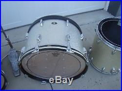 Vintage 1960's Slingerland Drum Set Silver Sparkle 2 bass and 3 toms