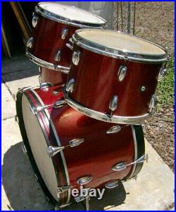 Vintage 1960's Slingerland Red Sparkle Drum Set, Niles, 22/16/13/13