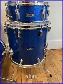 Vintage 1960's four pc PEARL drum set made for Dixie by PEARL Blue sparkle