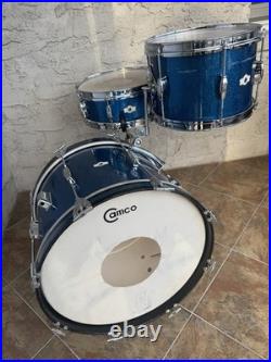 Vintage 1960s Camco Tuxedo Blue Sparkle Drum Set