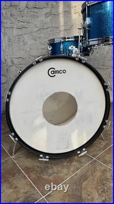 Vintage 1960s Camco Tuxedo Blue Sparkle Drum Set