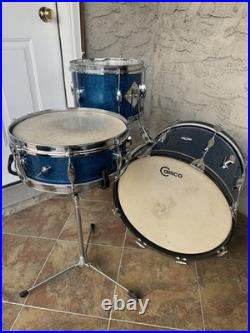 Vintage 1960s Camco Tuxedo Blue Sparkle Drum Set