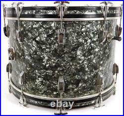 Vintage 1960s Ludwig Black Diamond Pearl Drum Set 22/14/13 Kit Keystone Badge