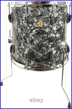 Vintage 1960s Ludwig Black Diamond Pearl Drum Set 22/14/13 Kit Keystone Badge