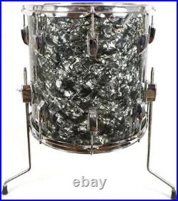 Vintage 1960s Ludwig Black Diamond Pearl Drum Set 22/14/13 Kit Keystone Badge