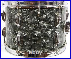 Vintage 1960s Ludwig Black Diamond Pearl Drum Set 22/14/13 Kit Keystone Badge