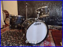 Vintage 1960s Ludwig No. 988 Downbeat 12, 14, 20 Drum Set in Rewrapped Oyster