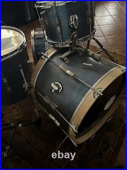 Vintage 1960s Ludwig Super Classic Drum Set in Blue 20, 14, 14, 12. Tom, Snare