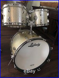 Vintage 1960s Silver Sparkle Ludwig Hollywood 4-piece Drum Set 20 with2 12 Toms