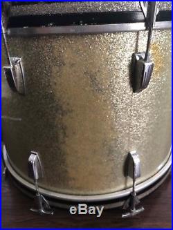 Vintage 1960s Silver Sparkle Ludwig Hollywood 4-piece Drum Set 20 with2 12 Toms
