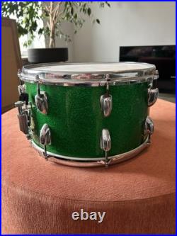 Vintage 1960s Slingerland Concert King Green Sparkle Snare Drum