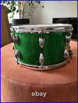 Vintage 1960s Slingerland Concert King Green Sparkle Snare Drum