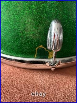 Vintage 1960s Slingerland Concert King Green Sparkle Snare Drum