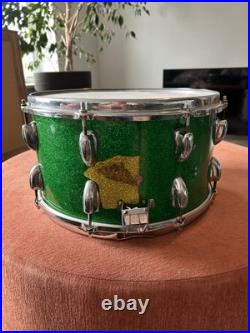 Vintage 1960s Slingerland Concert King Green Sparkle Snare Drum