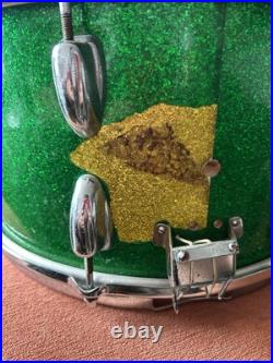 Vintage 1960s Slingerland Concert King Green Sparkle Snare Drum