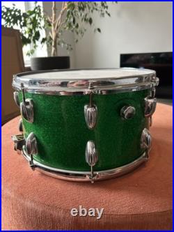 Vintage 1960s Slingerland Concert King Green Sparkle Snare Drum