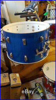 Vintage 1968 Ludwig 3 piece pc Blue Sparkle Drum Set 22-16-13 retro
