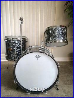 Vintage 1970 Gretsch Drum Set Kit Model 4249 in Black Diamond Pearl