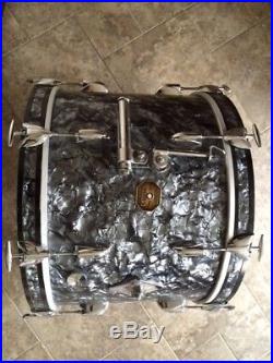 Vintage 1970 Gretsch Drum Set Kit Model 4249 in Black Diamond Pearl