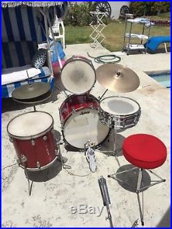 Vintage 1970's Era Ludwig Red Sparkle Finish Drum Set