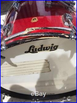 Vintage 1970's Era Ludwig Red Sparkle Finish Drum Set
