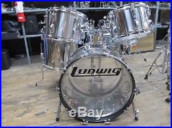 Vintage 1970's Ludwig 5 Piece Stainless Steel Drum Set