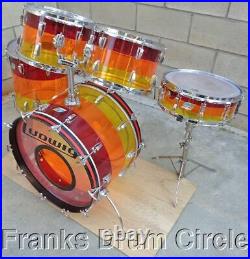 Vintage 1970's Ludwig 5 Piece Vistalite Tequila Sunrise Drum Set Kit FANTASTIC
