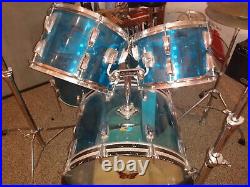 Vintage 1970's Ludwig Blue Vistalite Drum Set